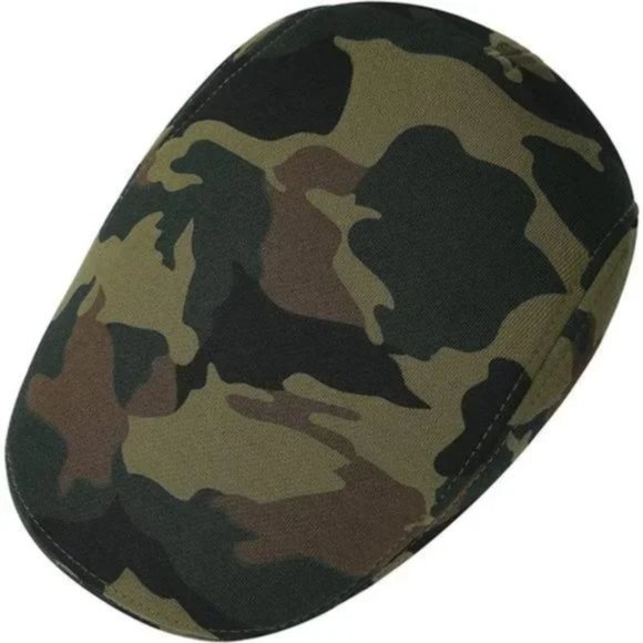 New Men's Cotton Flat Ivy Gatsby Newsboy Driving Hat Cap Green Camouflage - Picture 4 of 7